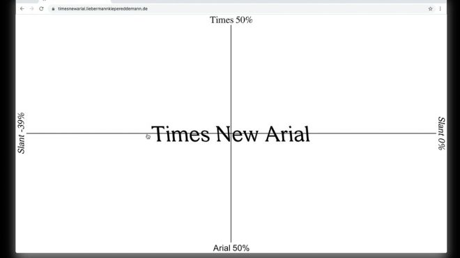 Times New Arial is a new experiment utilising the latest technology of variable fonts
