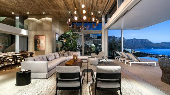 Expansive home climbs a Cape Town hillside