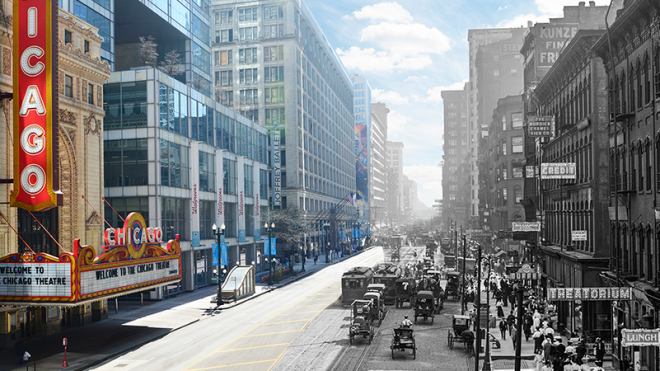 A photographer stitched together vintage photos of Chicago with images of the city under lockdown, and the differences are haunting