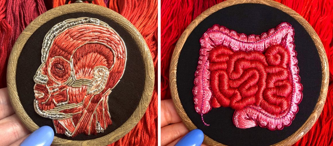 Precise Images of Human Anatomy Deftly Rendered in Punch Needly by Amber Griffiths