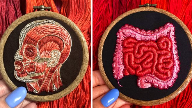 Precise Images of Human Anatomy Deftly Rendered in Punch Needly by Amber Griffiths