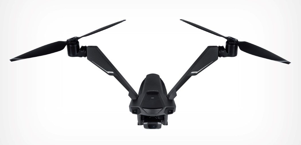This V-shaped drone runs on two silent propellers instead of four noisy ones