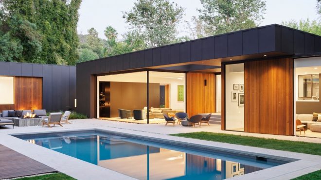 This serene family home is connected by glass hallways