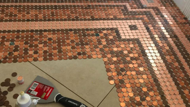 This Woman Decorated Her Floor With 7,500 Pennies