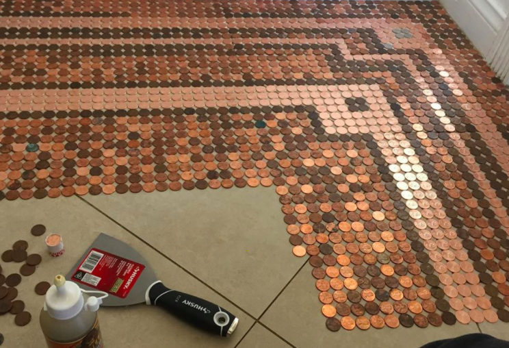 This Woman Decorated Her Floor With 7,500 Pennies