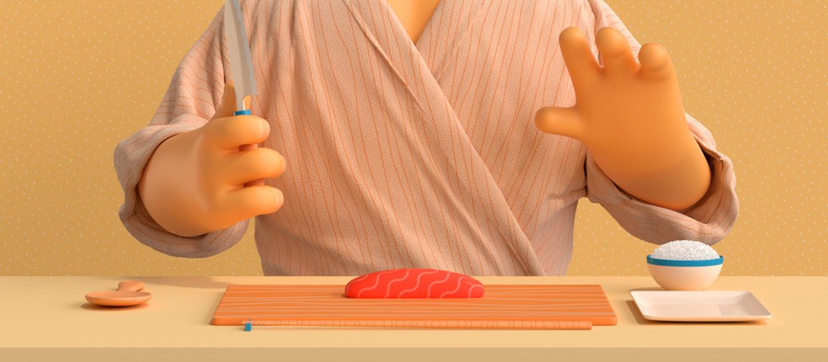 A Chef Demonstrates the Emotional Steps of How To Make Sushi