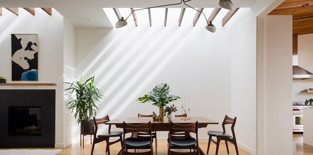 Woodwork and skylights stream light into Noe Valley Residence in San Francisco