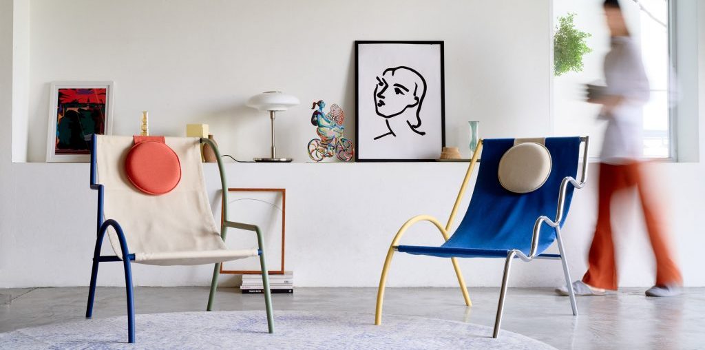 Kaoi studio designs modular Ebba chairs based on Ettore Sottsass' Memphis movement