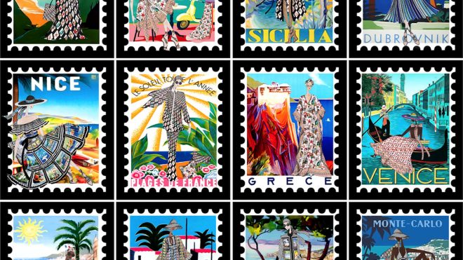 Mary Katrantzou’s new campaign is an ode to vintage-style stamps