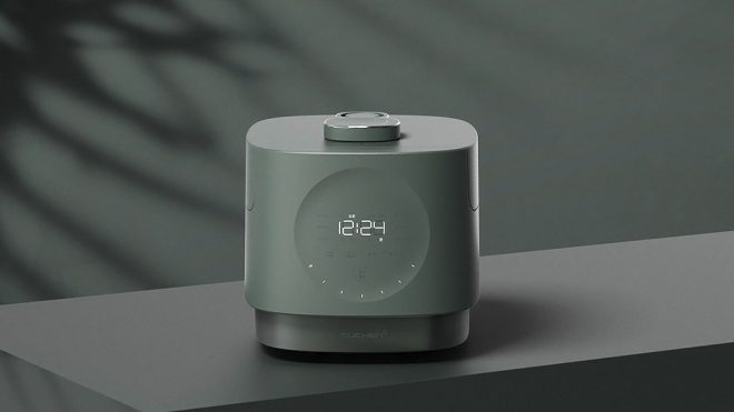 This modern Korean rice cooker’s touch control panel is also a clock