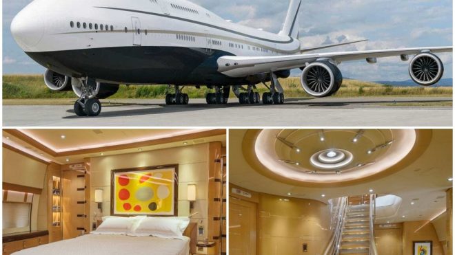 From lounges to dining areas to a spacious master bedroom and even a walk in shower - Take a look inside this Middle Eastern businessman's very own private Boeing 747 Jumbo jet : Luxurylaunches