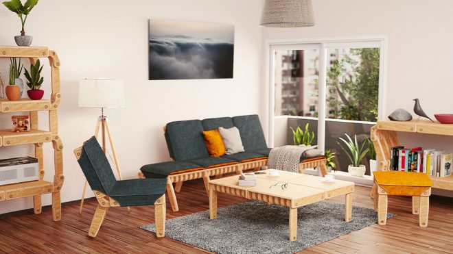 This modular furniture creatively reduces waste and assembles like a giant LEGO project
