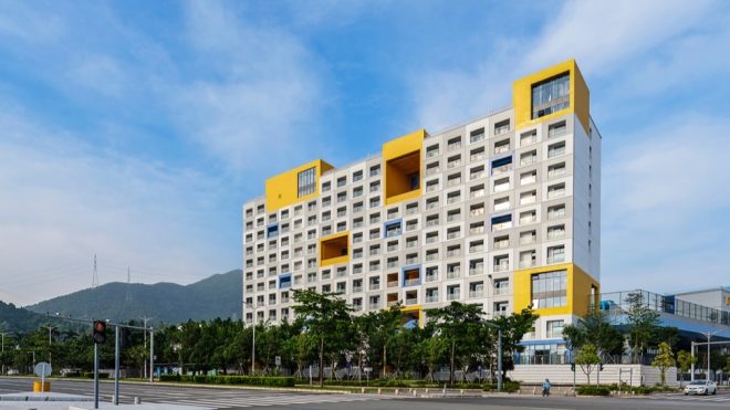 This colorful prefab school was created in only 13 months