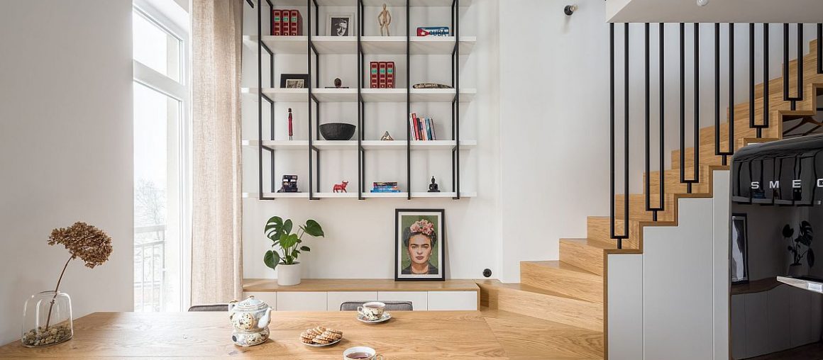 Small 52 Sqm Apartment in Poland with a Space-Saving Mezzanine Living Space