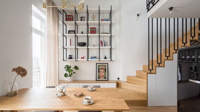 Small 52 Sqm Apartment in Poland with a Space-Saving Mezzanine Living Space