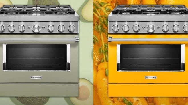 KitchenAid Released Its Gas Ranges In 9 New Colors Including "Avocado Cream" And "Yellow Pepper"