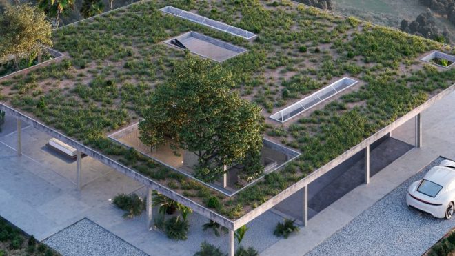 Modernist, off-grid home in Los Angeles features a huge green roof