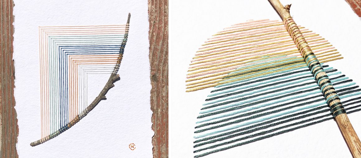 Precise Angular Stitches Encase Found Twigs in Natalie Ciccoricco's New Embroideries