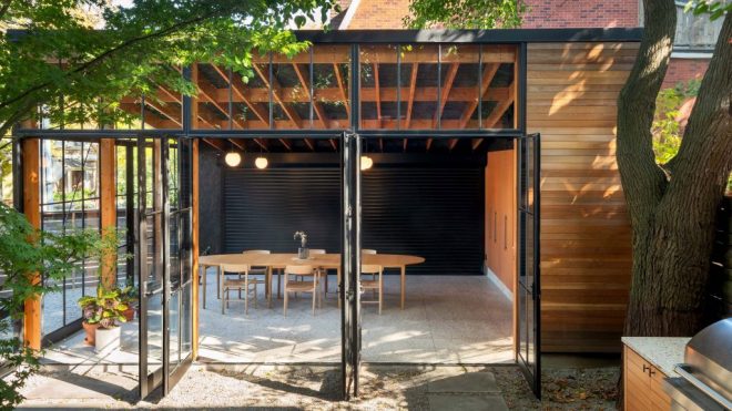 Office Ou turns Toronto garage into workshop, conservatory and dining room