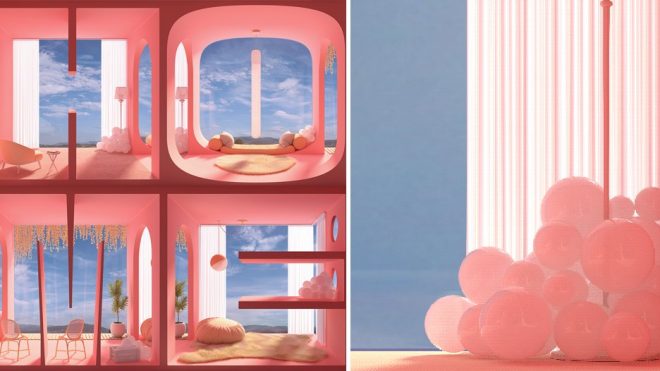 seba morales uses typography to envision HOME in cheerful pink