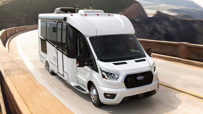 This $130,000 RV with multiple rooms and a rear lounge was built on a 2020 Ford Transit — see inside