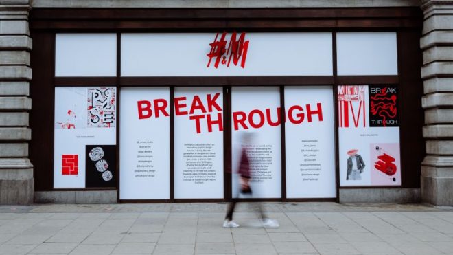 Graphic design graduates help dress up H&M's new London store as it opens post-lockdown
