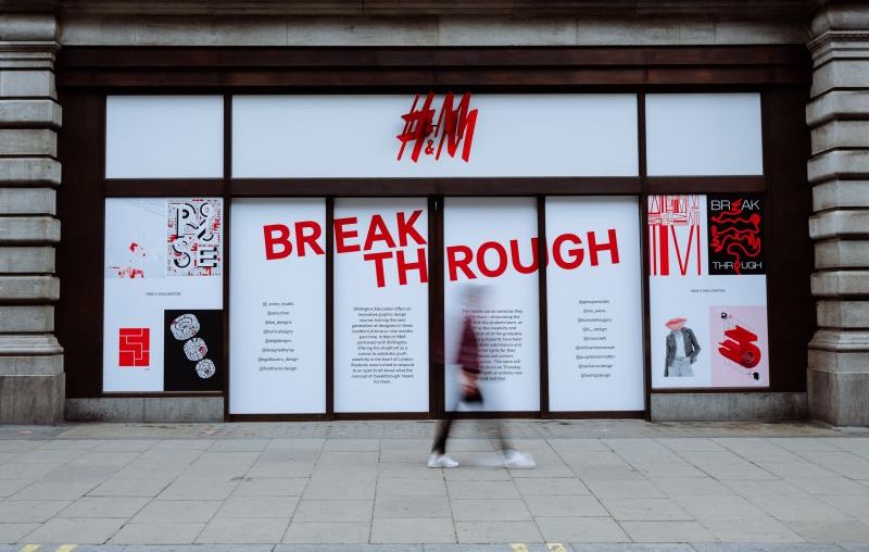 Graphic design graduates help dress up H&M's new London store as it opens post-lockdown