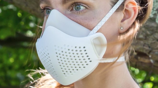 This reusable face mask uses a pleated HEPA filter to let you breathe 99.9% clean air