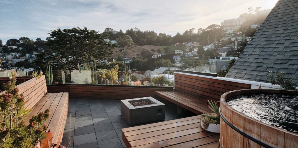 Black gridded windows form Valley Street house in San Francisco