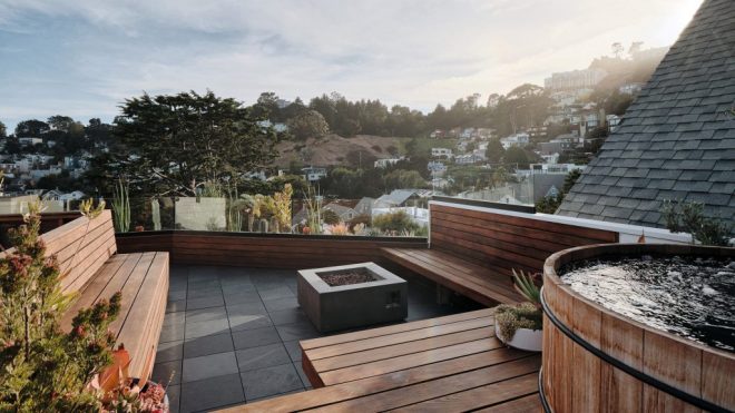 Black gridded windows form Valley Street house in San Francisco
