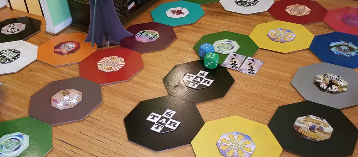 Parent shares process of making life-size board game from cardboard
