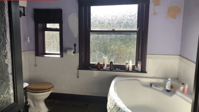 Before and After: A Patchy, Lilac-Colored Bathroom Gets the Fancy Spa Treatment
