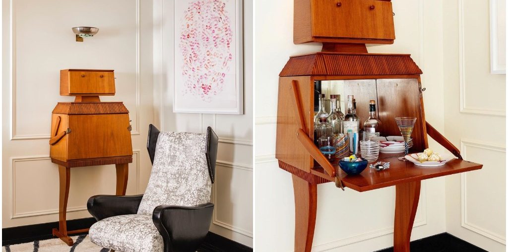 A Cleverly Designed Vintage Wooden Robot Bar Inspired by the 1969 Apollo 11 Lunar Landing