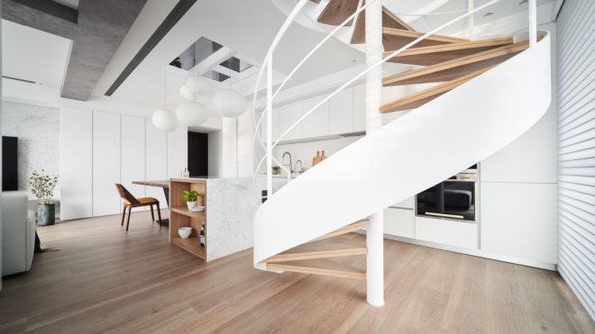 Modern Family Home With A Pure White Interior And A Graceful Staircase