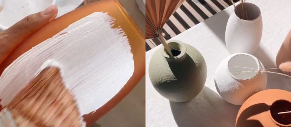 You Can Give Any Glass Vase a Ceramic Transformation With This Hack