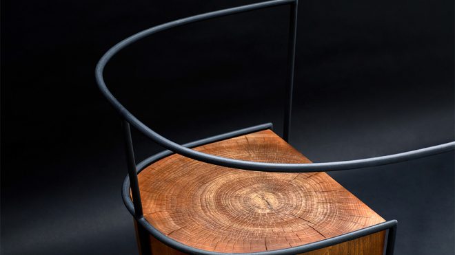 This minimal wooden stubby chair brings the original park bench home!