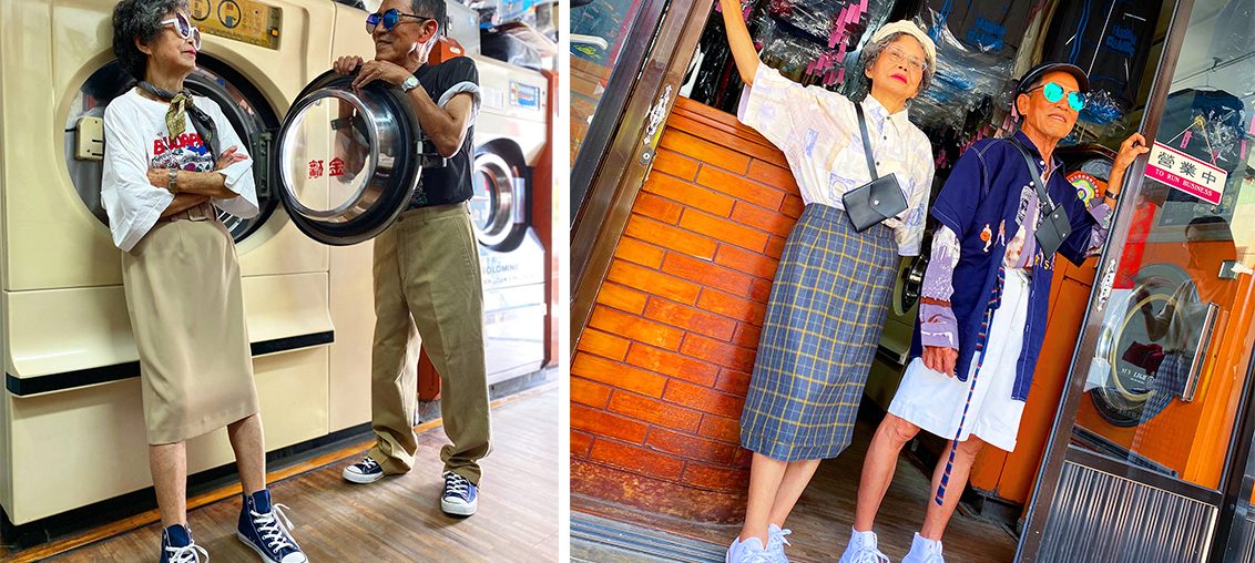 Trendy Octogenarian Couple Sports Stylish, Eclectic Garments Left Behind at Their Laundromat in Taiwan