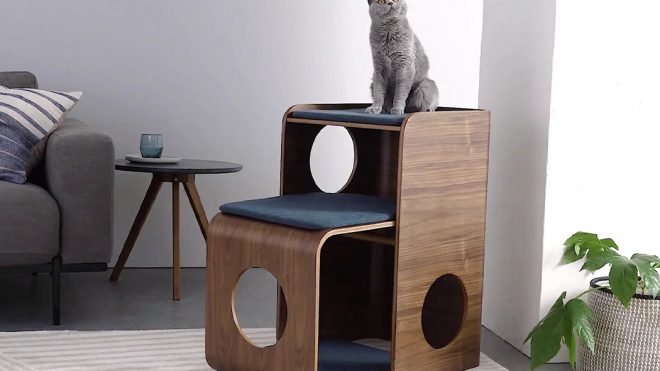 This modular cat climber was designed to fit in with your existing furniture set!