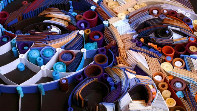 Dark Backgrounds Dramatize Colorful Portraits of Quilled Paper by Yulia Brodskaya