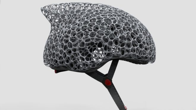 The Voronoi mesh on this bike helmet allows it to absorb maximum impact with minimal material