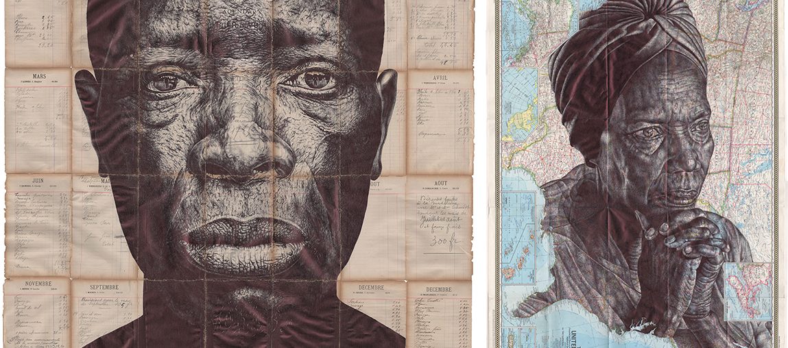 Monumental Ballpoint Pen Portraits Are Rendered on Vintage Collateral by Artist Mark Powell
