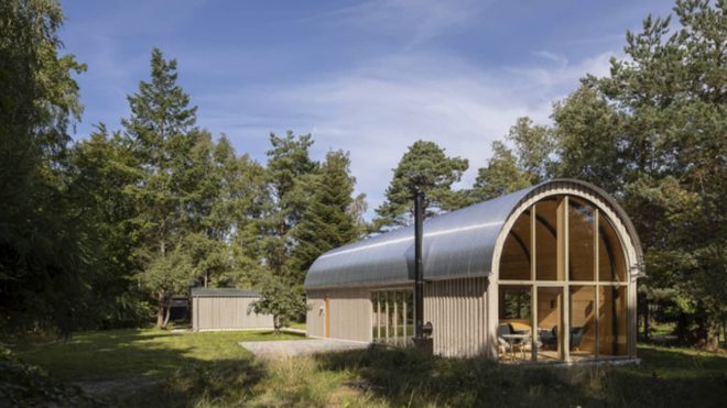 This Summer House in Denmark With a Curved Metal Roof Will Give You Ceiling Envy