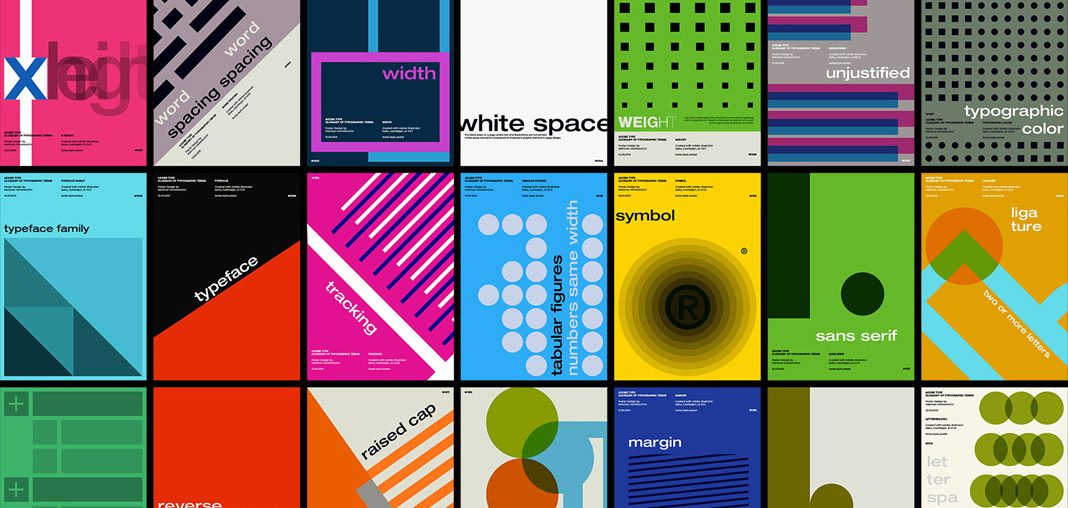 Swiss Graphic Design Inspired Posters based on Typography Terms