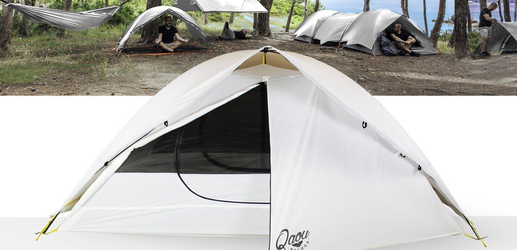 This 6-in-1 modular tent made from recycled plastic transforms into a hammock, or awning whenever you want