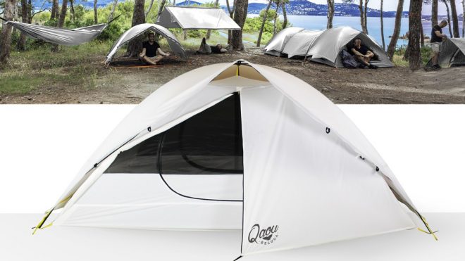 This 6-in-1 modular tent made from recycled plastic transforms into a hammock, or awning whenever you want