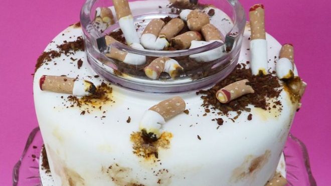 Baker's realistic cakes of dirty ashtrays and severed toes