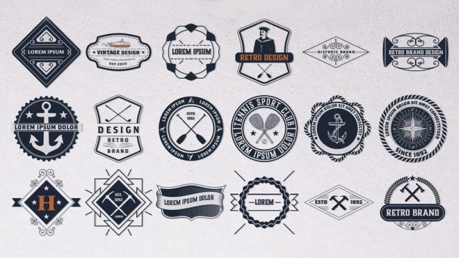 Set of 24 Vector Vintage Logos and Badges