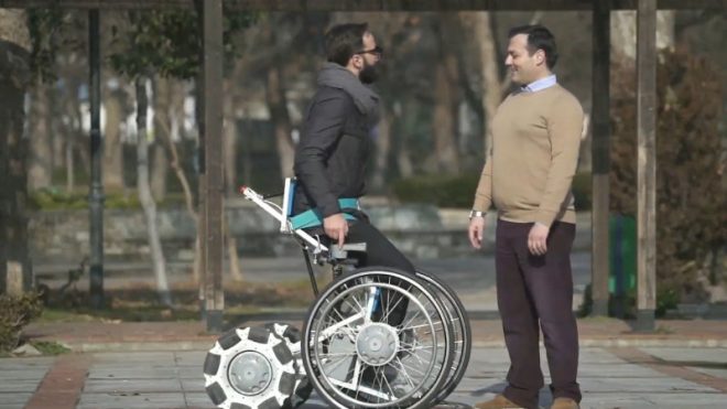 This wheelchair's modular design allows it to position users upright