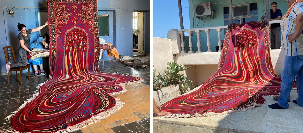A Staggering Sculptural Rug by Artist Faig Ahmed Pours into an Amorphous Puddle