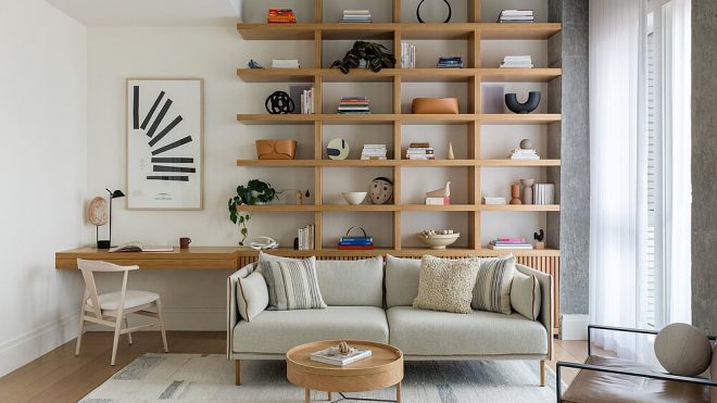 Custom Wooden Shelf and Workspace Steal the Spotlight at this Brooklyn Home